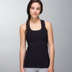 Lululemon Black Scoop Neck Tank Luon Size 10 Classic Workout Gym Yoga Style